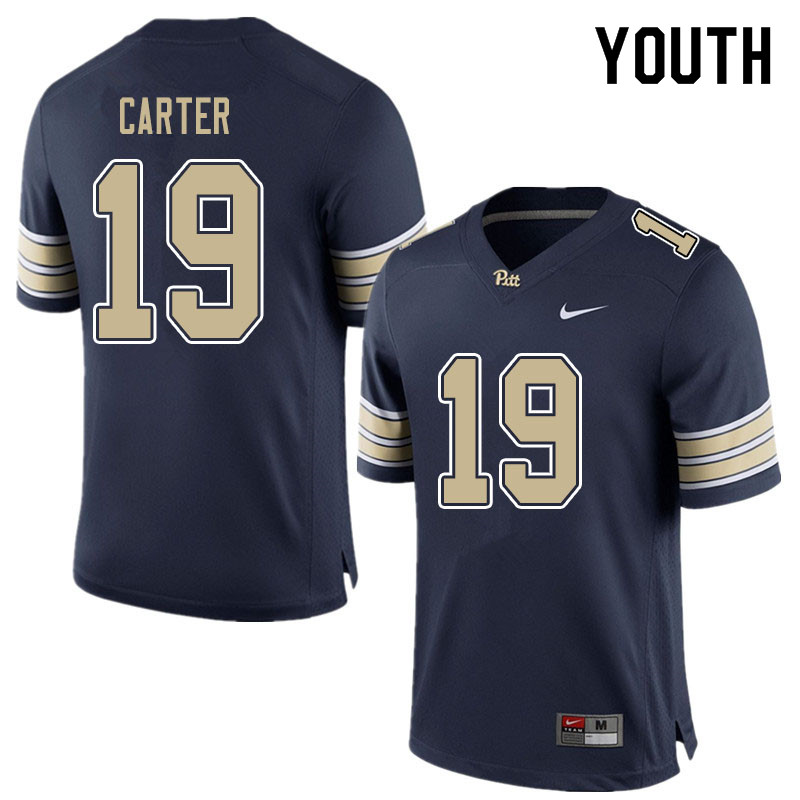 Youth #19 V'Lique Carter Pitt Panthers College Football Jerseys Sale-Blue